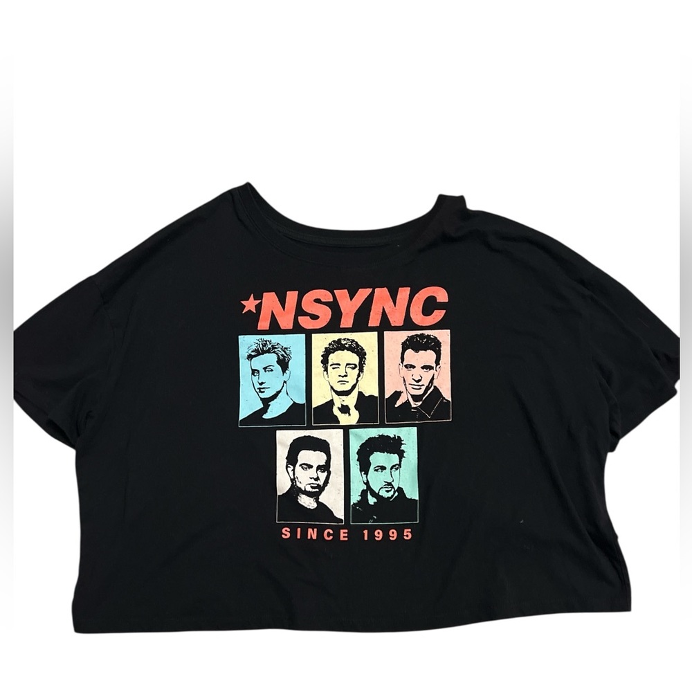 NWOT nsync authentic crop cropped t shirt women’s XXL 2X black since 1995